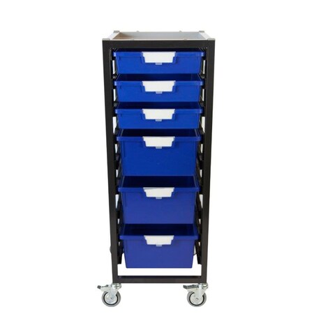 Storsystem Commercial Grade Mobile Bin Storage Cart with 6 Blue High Impact Polystyrene Bins/Trays CE2097DG-3S3DPB